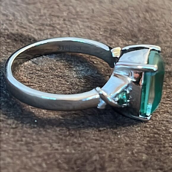 3.00ctw EMARLDINE QUARTZ & SIMULATED GREEN DIAMOND RECEIVED NG STAINLESS STEEL 7 - Picture 7 of 11